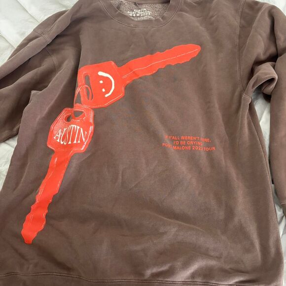 POST MALONE XLarge Orange Brown Key Unisex Men's Merch Women's Brown Sweatshirt - Picture 1 of 1